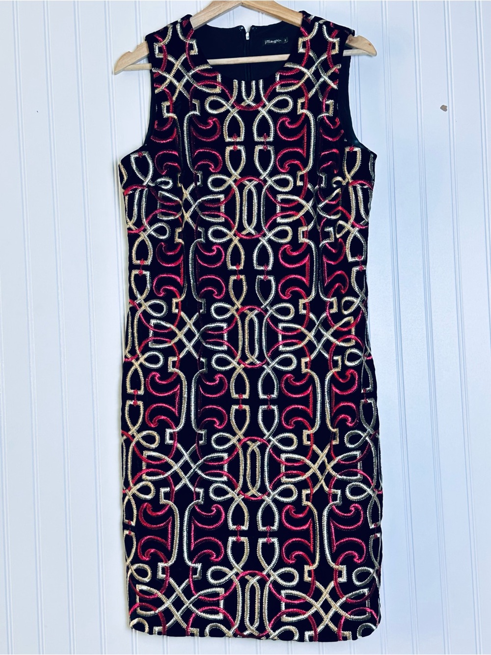 J.McLaughlin Neo Beltmore Embroidered Freja Shift Velvet Dress 8 - Picture 3 of 9